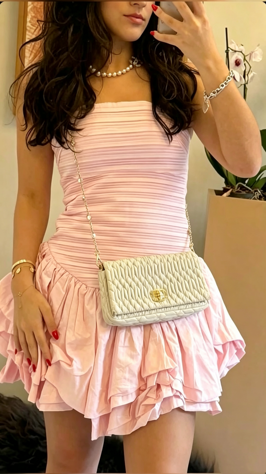 Sweet Pink Strapless Satin Pleated A Line Short Homecoming Dress Birthday Outfits SP2866
