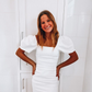 White Homecoming Dress with Puff Sleeves,White Party Dress Y2276