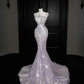 Glamorous Lavender Tulle Beaded Mermaid Prom Dress,Formal Evening Dress Y8669