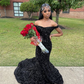 Black Sequins Mermaid Prom Dress,Shiny Black Prom Gown Y6115