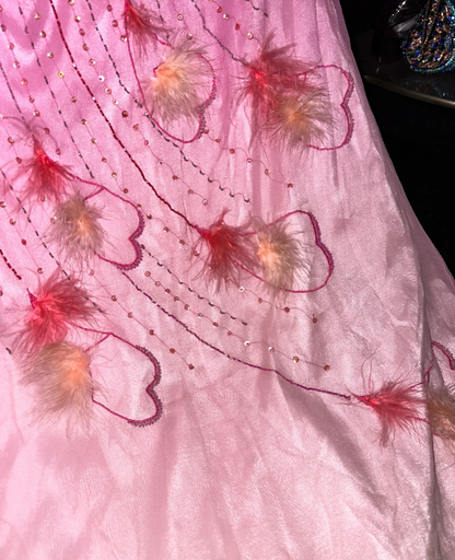 Pretty Strapless Ombre Pink Chiffon Beaded Birthday Outfits Mermaid Long Evening Dress  SP785