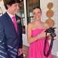 Trendy Pink Strapless A-line Tiered Prom Dress Y6387