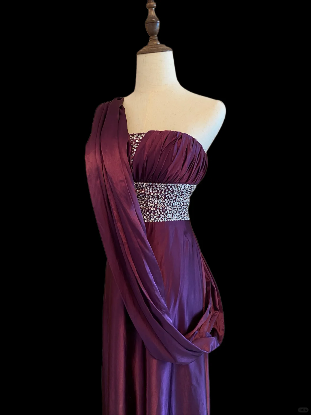 Pretty Purple Satin Sequin Mermaid Long Party Dress Birthday Prom Dress SP4092