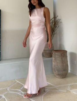 Simple Yellow Sleeveless Prom Dress,Wedding Guest Dress Y7428