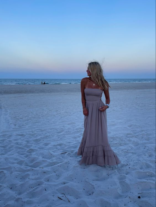 Charming Strapless A-line Beach Dress,Long Evening Dress  Y6928