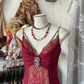 Vintage V Neck Lace Burgundy Long Prom Dress Mermaid Evening Dress Y8779