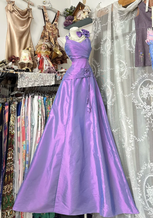 Elegant Purple Satin Long Party Dress 18th Birthday Dress SP1713