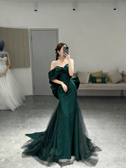 Romantic Off The Shoulder Burgundy Evening Dress,Reception Dress Y4416