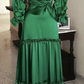 Vintage Emerald Green Long Sleeves Evening Dress,Emerald Green Evening Gown  Y5237