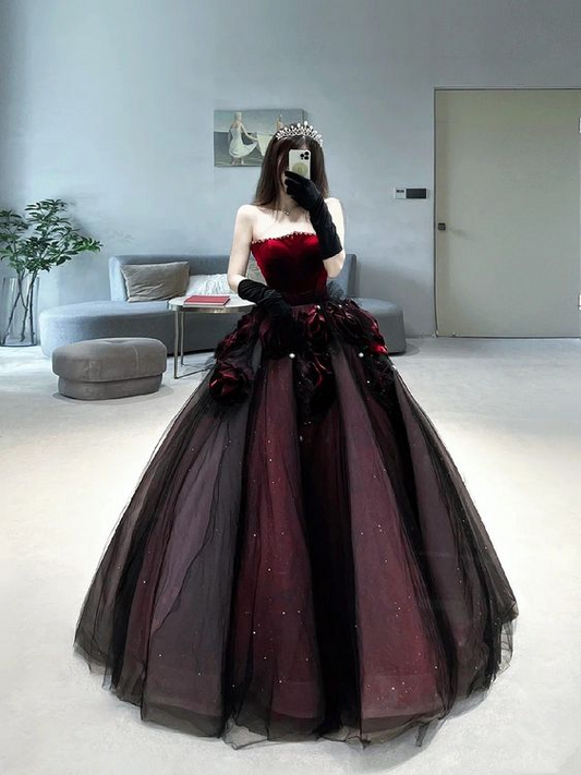 Red long prom dress ball gown evening dress classy gown Y7343