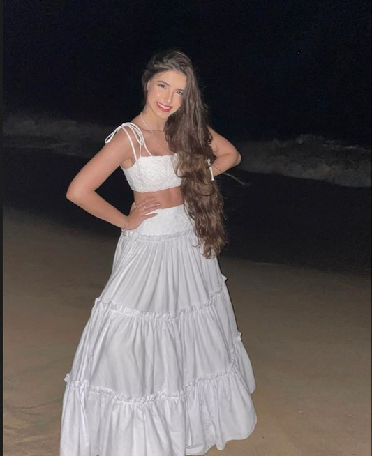 Sexy Two Piece White Prom Dress,White Beach Dress Y6998
