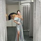 Glamorous Off The Shoulder Prom Dress With Split Ruffles Y165