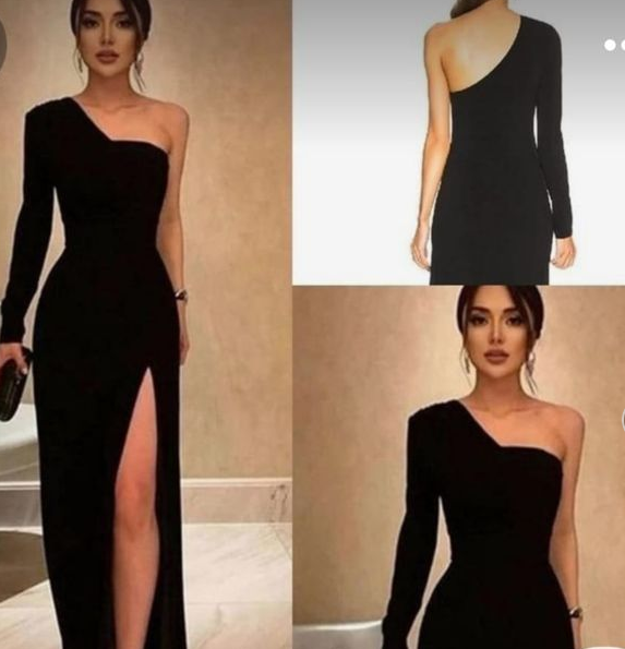 One Shoulder Black Velvet Long Prom Dresses, Black One Shoulder Velvet Formal Evening Dresses S24607