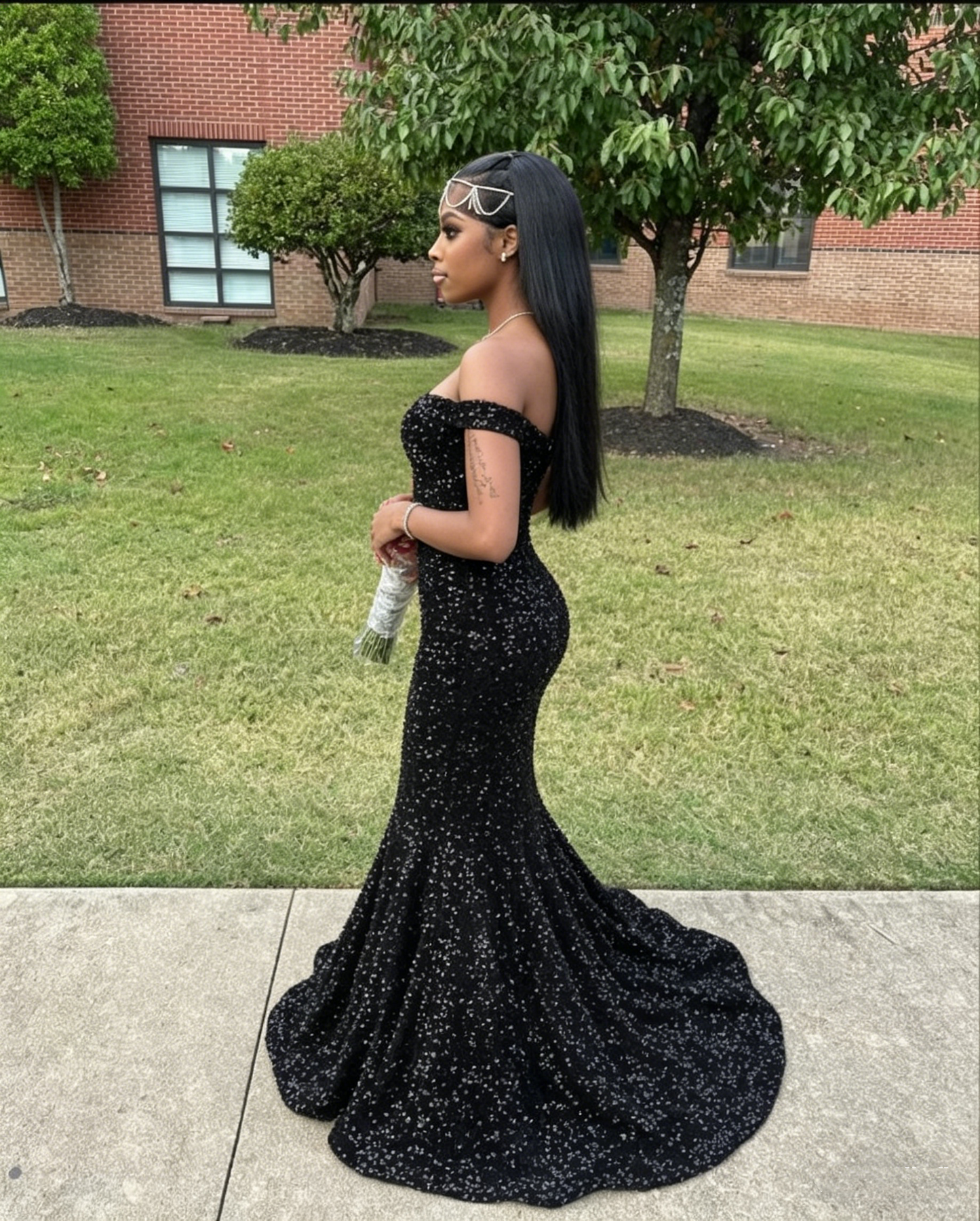 Black Sequins Mermaid Prom Dress,Shiny Black Prom Gown Y6115