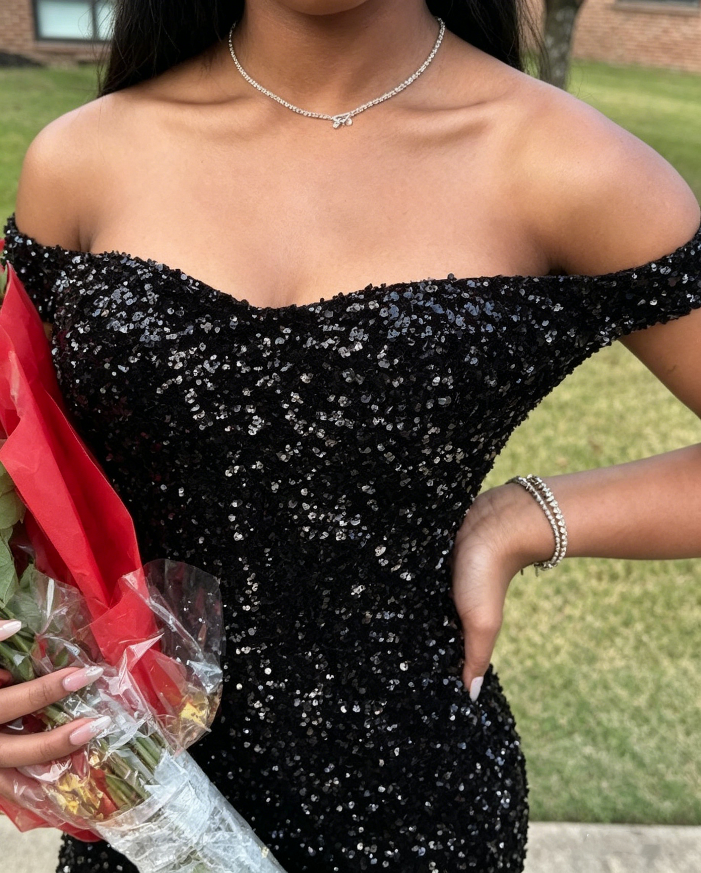 Black Sequins Mermaid Prom Dress,Shiny Black Prom Gown Y6115