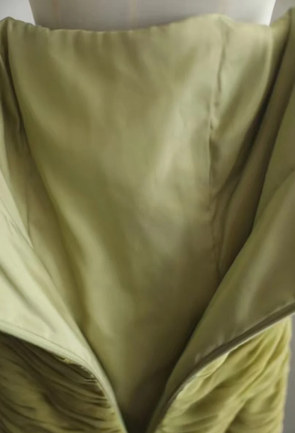 Elegant Green Off The Shoulder Chiffon Pleated Sheath Long Prom Dress Evening Gown SP1025