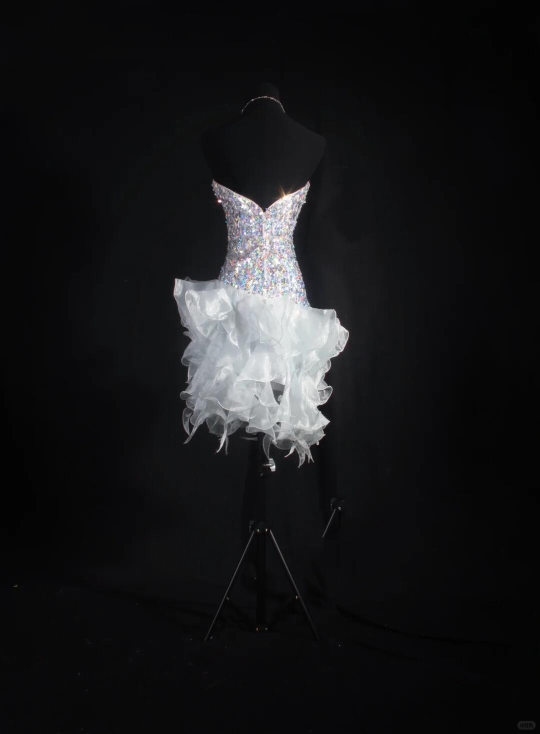 Glitter White Satin Tulle Ruffle Sequin Beaded Mini Birthday Outfits,Sweetheart Neck Sheath Short Cocktail Dress SP2835