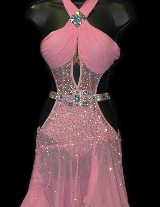 Sexy Pink Chiffon Beaded Cocktail Dress  Y8816