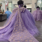 Purple Tulle Ball Gown With Butterflies,Sweet 16 Dress,Purple Princess Dress Y2270