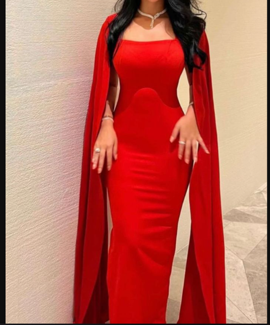 red satin mermaid evening dress with veil Saudi Arabia prom dresses party dresses Y5030
