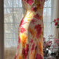 Beautiful Spaghetti Straps Chiffon Print Floral Mermaid Evening Dress Formal Party Gown Y8915