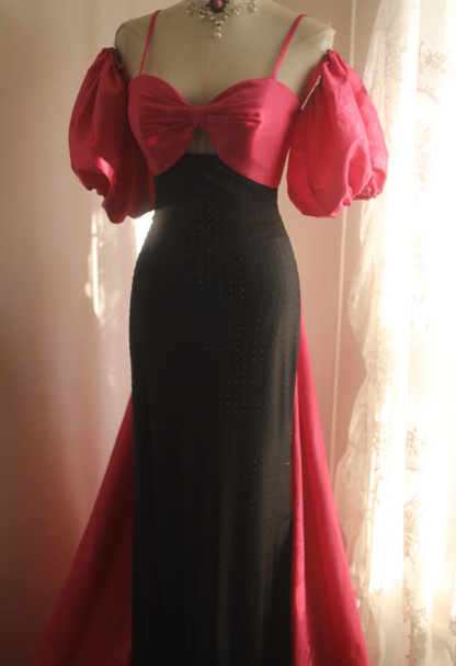 Chic Spaghetti Straps Satin Beaded Mermaid Long Birthday Prom Dress Evening Gown SP1250