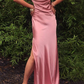 Sexy Mermaid Cowl Neck Spaghetti Straps White Silk Prom Dresses S15708