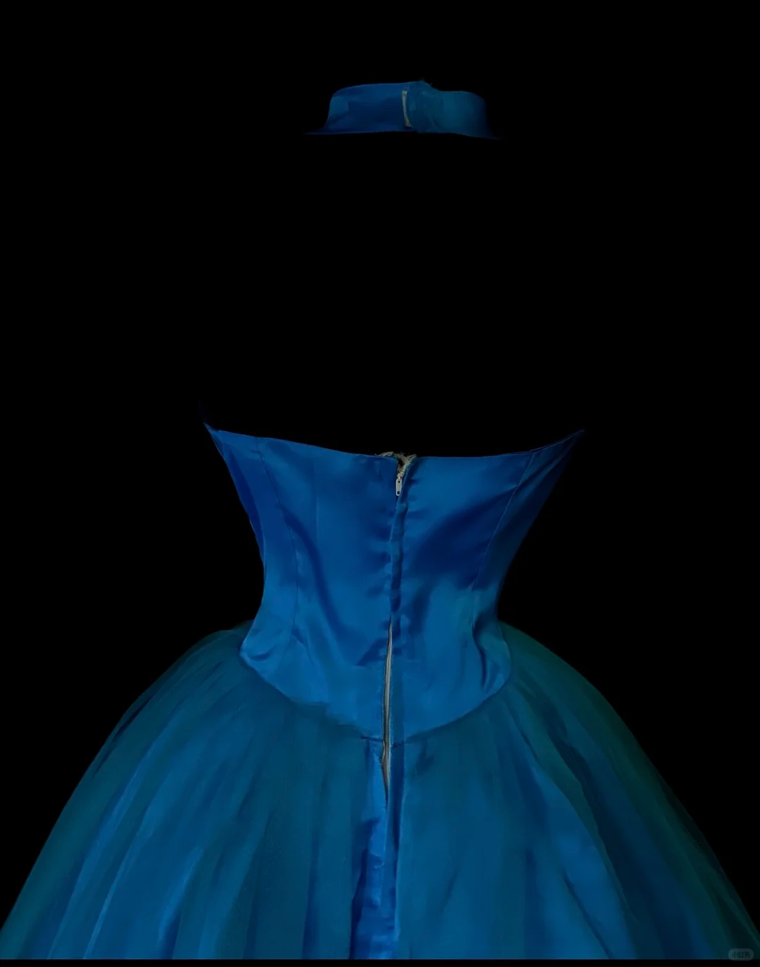 Vintage Halter Satin Tulle Long Wedding Guest Dress Blue Long Birthday Party Dress SP4049