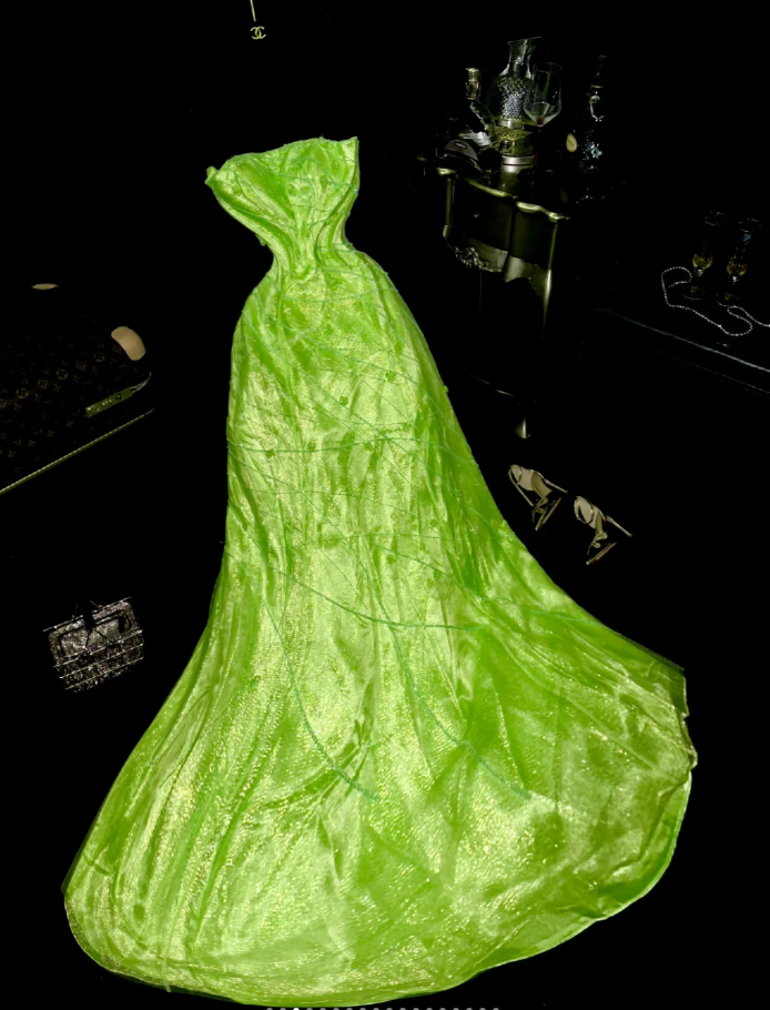 Shiny Green Strapless Tulle Beaded Mermaid Prom Gown Formal Birthday Evening Dress SP782