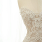 Pretty Strapless Tulle Lace Long A Line Wedding Dress,Formal Prom Evening Dress Y8686