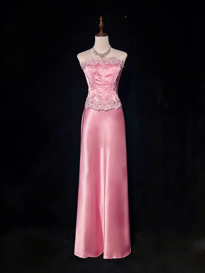 Classy Light Blue Strapless Satin Mermaid Long Wedding Guest Dress Formal Birthday Evening Dress SP1390