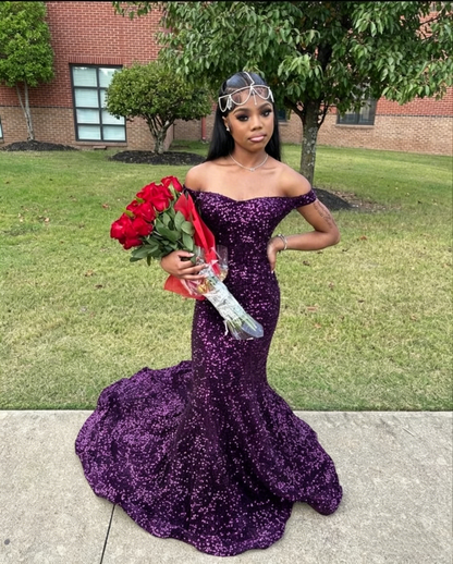 Black Sequins Mermaid Prom Dress,Shiny Black Prom Gown Y6115