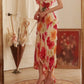 Beautiful Spaghetti Straps Chiffon Print Floral Mermaid Evening Dress Formal Party Gown Y8915