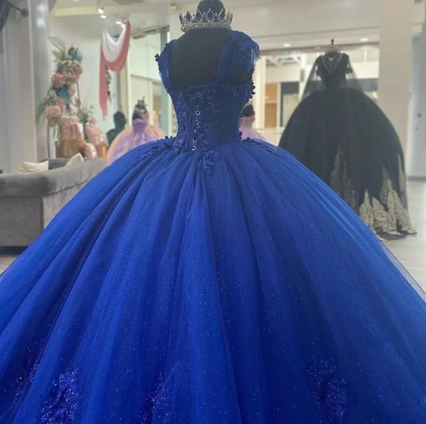Royal Blue Appliques Tulle Ball Gown,Sweet 16 Dress,Princess Dress,Y2478