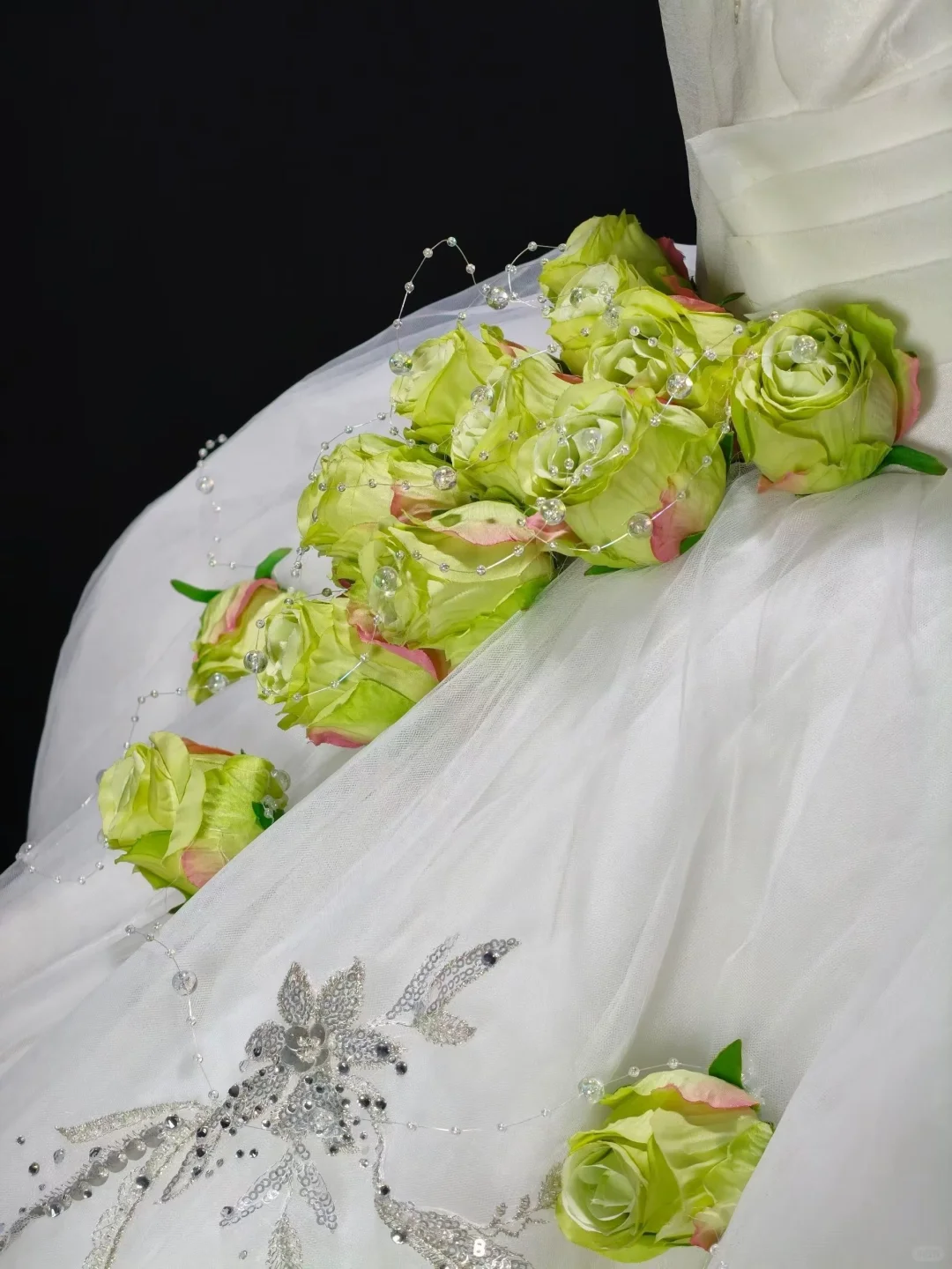 Cute White Strapless Satin Tulle Beaded 3D Floral A Line Short Homecoming Dress Birthday Dress SP3182