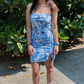 Strapless Print Florals Homecoming Dress,Trendy Party Dress Y2241