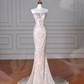 Sparkly Strapless Tulle Sequins Mermaid Prom Dress Long Evening Dress Y8616