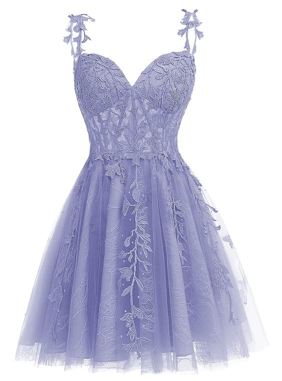 Spaghetti Straps Sweetheart Neck Tulle Lace Homecoming Dress for Teens  Y2167