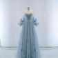 Charming Blue A-line Tulle Prom Dress,Blue Fairy Dress Y5831