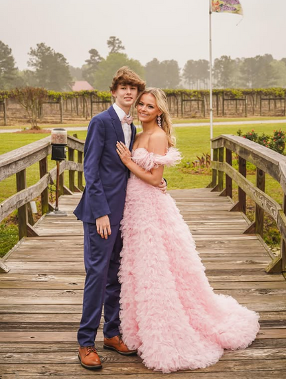 Pink Tulle Ruffled Gown,Tulle Prom Dress,Corset Tulle Evening Dress Y6093