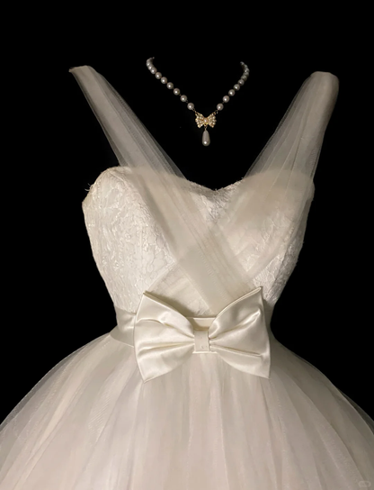 Sweet Off White Spaghetti Straps Tulle Lace Short Homecoming Dress Birthday Dress SP4038