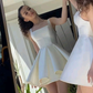 Elegant A Line Straps Ivory Satin Short Homecoming Dress Birthday Dress Y7658