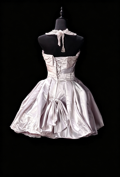 Pretty Purple Halter Satin Beaded A Line Short Graduation Homecoming Dress Cocktail Dress SP3168