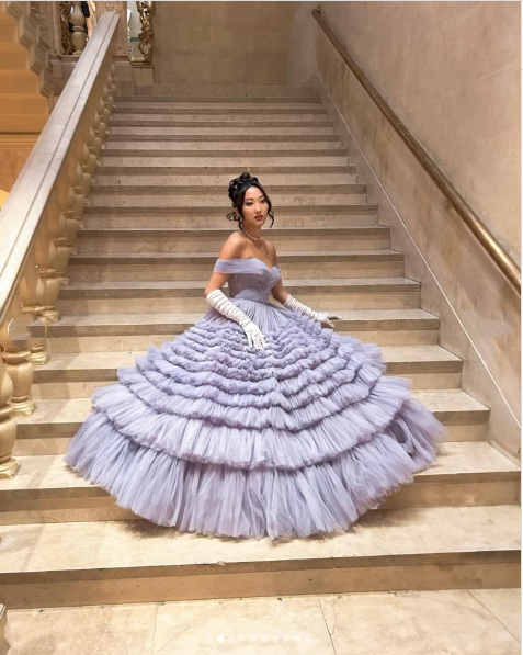 Sweet Lavender Off The Shoulder Tulle Pleated Ball Gown Formal Quinceanera Dress SP579