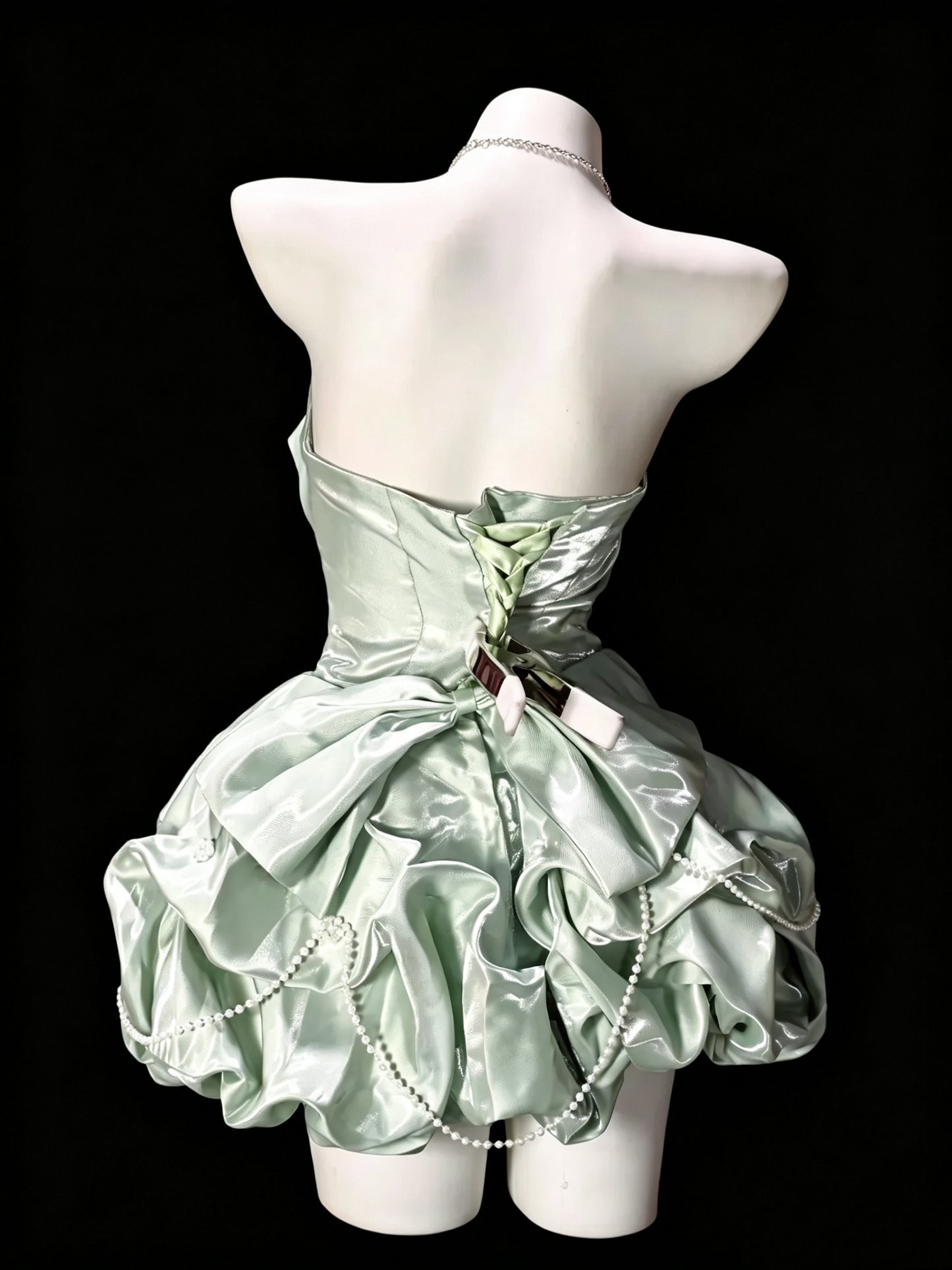 Classy Light Green Satin Ruched A Line Short 6th Grade Homecoming Dress Birthday Dress SP3173