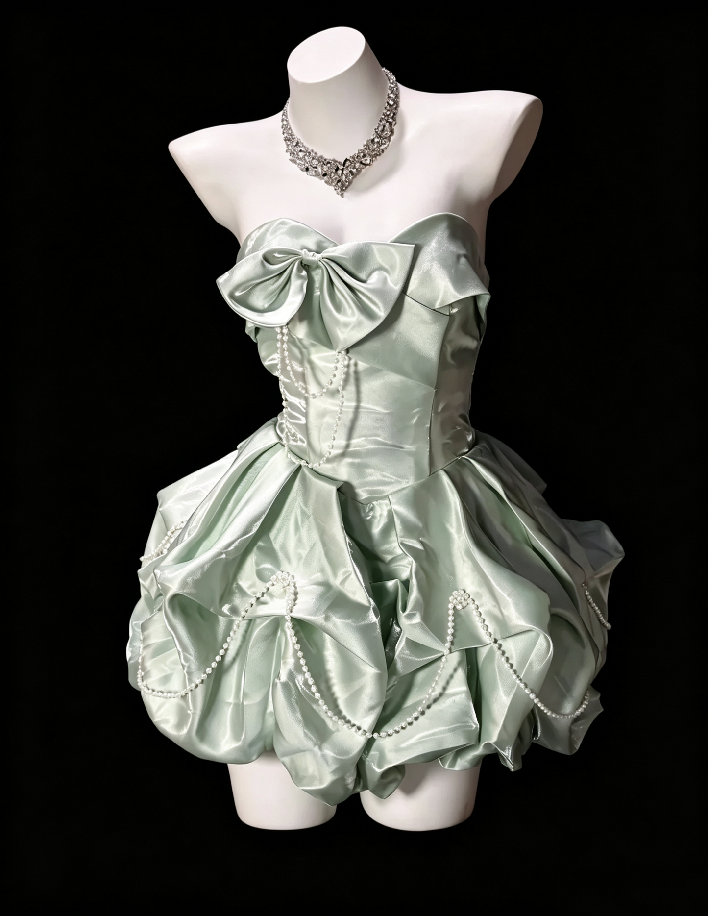 Classy Light Green Satin Ruched A Line Short 6th Grade Homecoming Dress Birthday Dress SP3173