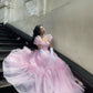 Pink Tulle Puff Sleeve Quinceanera Dress,Ball Gown,Sweet 16 Dress  Y1968