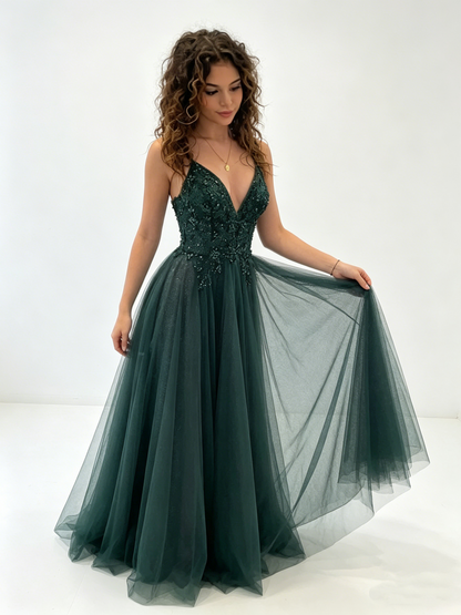 elegant green tulle appliques prom dress party dresses, formal birthday dress Y4543