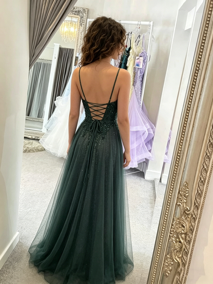 elegant green tulle appliques prom dress party dresses, formal birthday dress Y4543