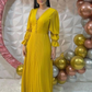 Womens A-line Pleated Prom Dress,Yellow Evening Dress Y6305